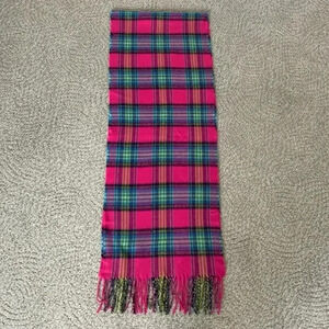 Pink plaid cashmere winter scarf